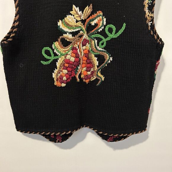 Vintage Belle Pointe Sweater Vest Small Fruit Granny Hand Knit Cottagecore - Picture 11 of 12